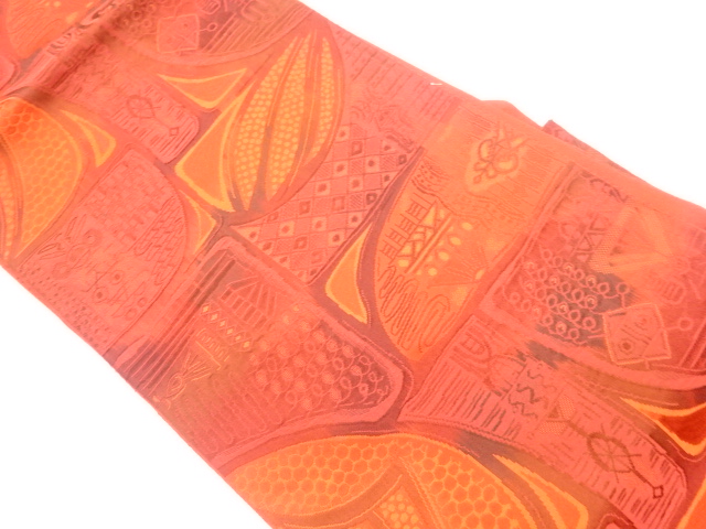 リサイクル　抽象模様織出し名古屋帯